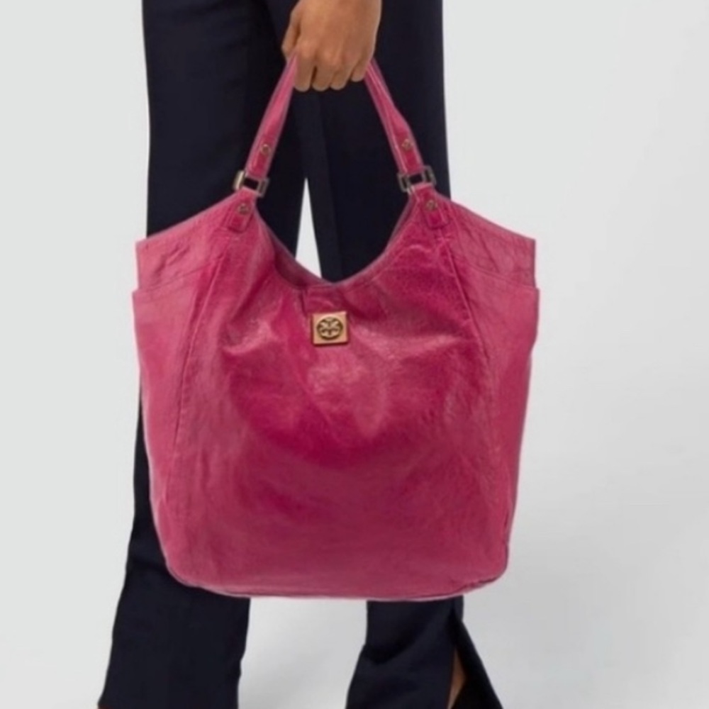 Tory Burch Pink Leather Tote Bag